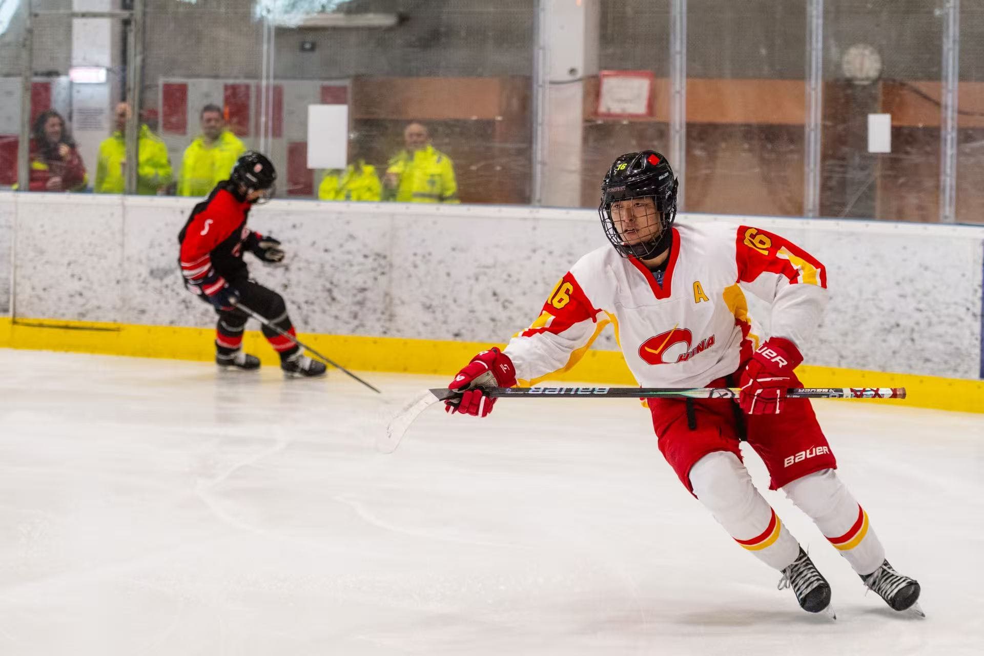 Frank skating during a hockey game