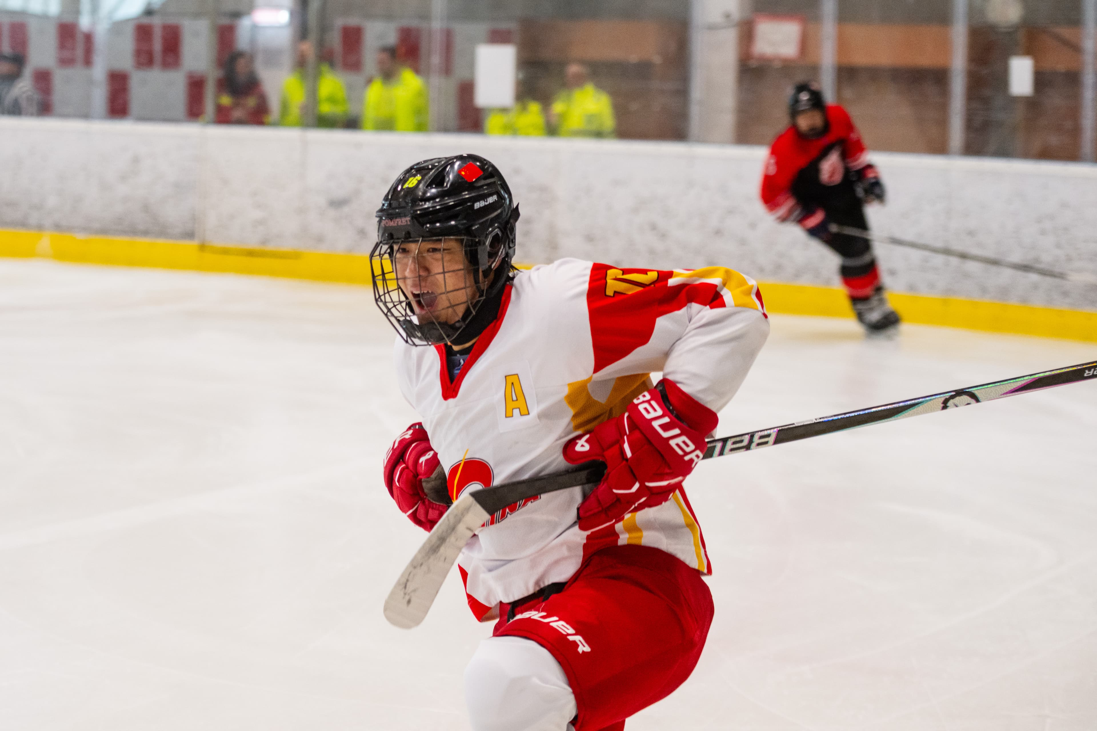 Frank skating during a hockey game
